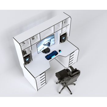 Геймерский эргономичный стол ZEUS™ Viking-3L, 180х92 (87) см, белый/черный