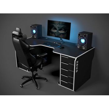Геймерский эргономичный стол ZEUS™ Viking-1М, 180х85 (80) см, черный/белый Геймерский эргономичный стол ZEUS™ Viking-1М, 180х85 (80) см, черный/белый