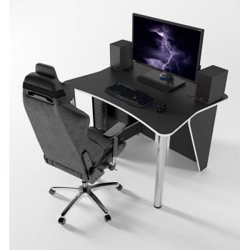 Игровой геймерский стол ZEUS™ ZET-3, черный/белый