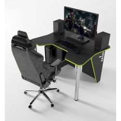 Игровой стол ZEUS™ IGROK-3L, черный/зеленый с LED подсветкой
