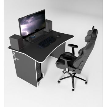Игровой геймерский стол ZEUS™ ZET-1 (120 х 85 см), черный/белый