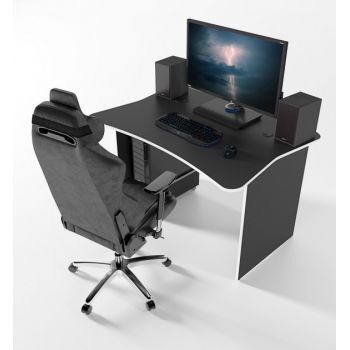 Игровой геймерский стол ZEUS™ ZET-1 (120 х 85 см), черный/белый