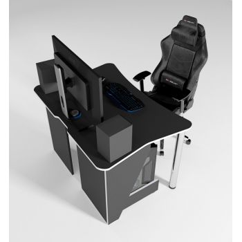 Игровой геймерский стол ZEUS™ ZET-3, черный/белый