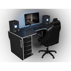 Геймерский эргономичный стол ZEUS™ Viking-1М, 180х85 (80) см, черный/белый