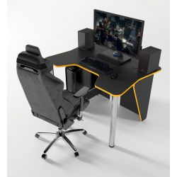 Геймерский игровой стол ZEUS™ IGROK-3, черный/желтый .