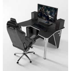 Геймерский игровой стол ZEUS™ IGROK-3, черный/белый .