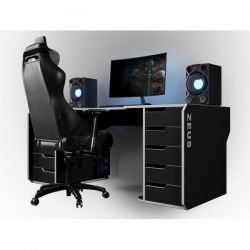 Геймерский эргономичный стол ZEUS™ Viking-1S, 160х85 (80) см, черный/белый