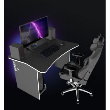 Игровой геймерский стол ZEUS™ ZET-1 (120 х 85 см), черный/белый