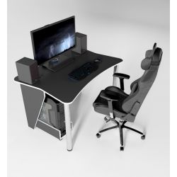 Игровой геймерский стол ZEUS™ ZET-3, черный/белый