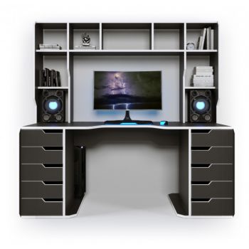 Геймерский эргономичный стол ZEUS™ Viking-3М, 180х85 (80) см, черный/белый