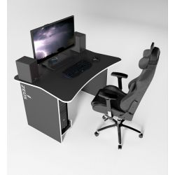 Игровой геймерский стол ZEUS™ ZET-1 (120 х 85 см), черный/белый