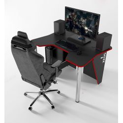 Геймерский игровой стол ZEUS™ IGROK-3, черный/красный                                                        .
