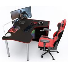 Геймерский угловой стол ZEUS™ IGROK-TOR, черный/красный Геймерский угловой стол ZEUS™ IGROK-TOR, черный/красный