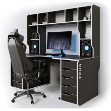 Геймерский эргономичный стол ZEUS™ Viking-3L, 180х92 (87) см, черный/белый Геймерский эргономичный стол ZEUS™ Viking-3L, 180х92 (87) см, черный/белый
