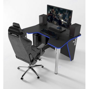 Геймерский игровой стол ZEUS™ IGROK-3, черный/синий                                                  .