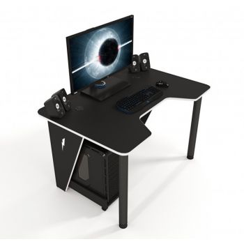 Геймерский игровой стол ZEUS™ IVAR-1400, черный/белый