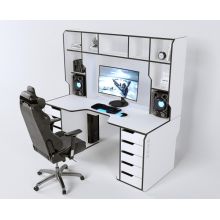 Геймерский эргономичный стол ZEUS™ Viking-3L, 180х92 (87) см, белый/черный Геймерский эргономичный стол ZEUS™ Viking-3L, 180х92 (87) см, белый/черный