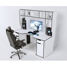 Геймерский эргономичный стол ZEUS™ Viking-4L, 180х92 (87) см, белый/черный Геймерский эргономичный стол ZEUS™ Viking-4L, 180х92 (87) см, белый/черный