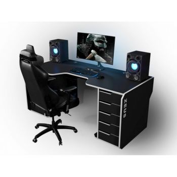 Геймерский эргономичный стол ZEUS™ Viking-1S, 160х85 (80) см, черный/белый Геймерский эргономичный стол ZEUS™ Viking-1S, 160х85 (80) см, черный/белый